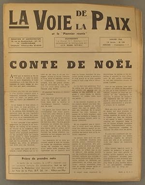 Image du vendeur pour La voix de la paix et le Pionnier runis. Le journal des pacifistes intgraux. Numro 184. Rdacteur en chef Jean-Maurice Bugat. Janvier 1968. mis en vente par Librairie Et Ctera (et caetera) - Sophie Rosire