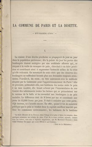 La Commune de Paris et la disette - Février 1793. Article paru dans la revue de Bretagne et de Ve...
