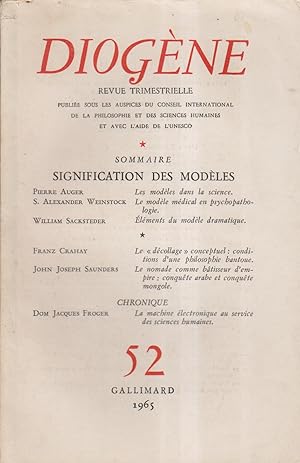 Diogène. Revue trimestrielle. N° 52. Signification des modèles. Octobre-décembre 1965.