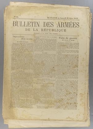 Seller image for Bulletin des armes de la Rpublique N 81. Rserv  la zone des armes. Contient le tableau d'honneur, citations  l'ordre de l'arme. 18-20 mars 1915. for sale by Librairie Et Ctera (et caetera) - Sophie Rosire