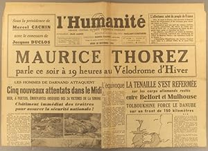 L'Humanité. Nouvelle série N° 91. Organe central du Parti communiste français. 30 novembre 1944.