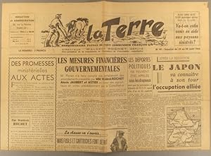 La Terre. N° 47. Hebdomadaire paysan du Parti Communiste Français. 24 au 30 août 1945.