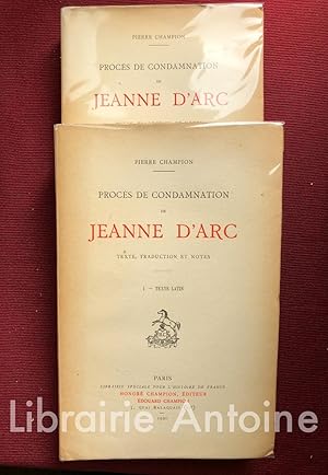 Image du vendeur pour Procs de condamnation de Jeanne d'Arc. Texte, traduction et notes. mis en vente par Librairie Antoine