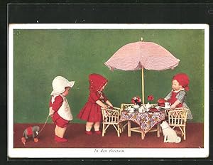Ansichtskarte Käthe Kruse-Puppe, In den theetuin