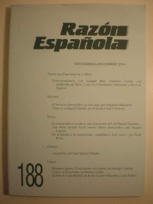Imagen del vendedor de Razón Española 188 - Noviembre Diciembre 2014 a la venta por Librería Antonio Azorín