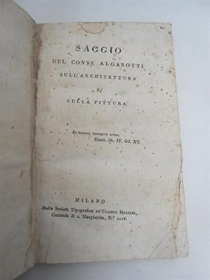 Bild des Verkufers fr Saggio del Conte Algarotti sull? Architettura e sulla Pittura. zum Verkauf von Antiquariat Fatzer ILAB