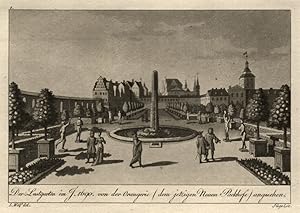 Bild des Verkufers fr Der Lustgarten im J. 1690 von der Orangerie (dem jetzigen Neuen Packhof) angesehen. zum Verkauf von Antiquariat Clemens Paulusch GmbH