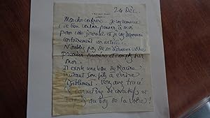 Lettre Manuscrite recto verso de Léo Larguier à Lo Duca 24 déc. 19.