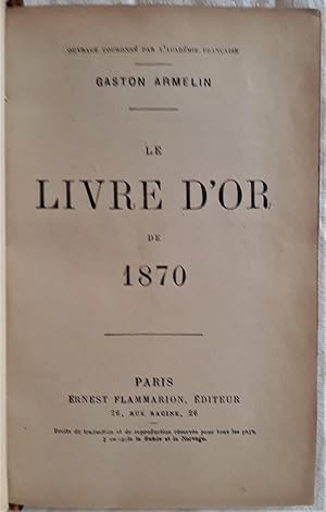 Seller image for Le livre d?or de 1870. for sale by Ad hoc Art