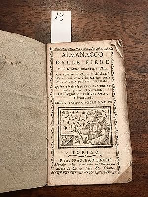 Almanacco detto delle fiere per l'anno 1812 che contiene il Giornale de' Santi, il levare del sol...