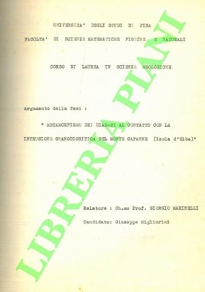 Metamorfismo dei diabasi al contatto con la intrusione granodioritica del Monte Capamìnne (Isola ...