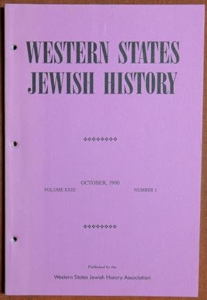 Seller image for Western States Jewish History VXXIII n1 October 1990 for sale by GuthrieBooks