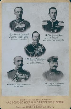 Ansichtskarte / Postkarte Porträts Kaiser Wilhelm II., Generäle Bernhard, Albrecht, v. Manteuffel...