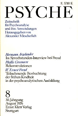 Image du vendeur pour Psyche 30. Jahrgang 1976, Heft 8. mis en vente par Fundus-Online GbR Borkert Schwarz Zerfa