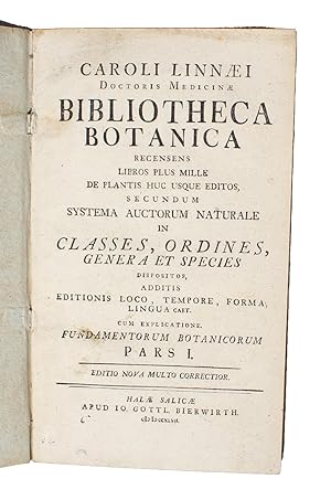 Bibliotheca Botanica. Recensens libros plus mille de plantis huc usque editos, secundum systema a...