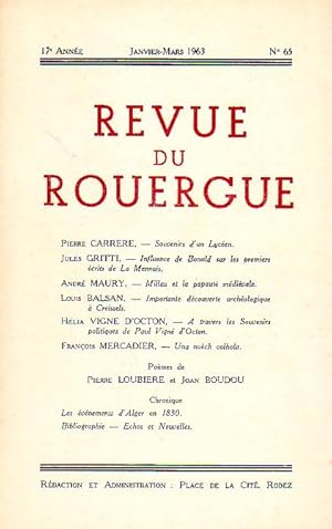 Revue du Rouergue - Tome XVII - N°65