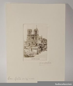 Grabado original Leon Salles. Notre Dame