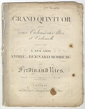 Immagine del venditore per [Op. 68]. Grand Quintuor pour deux Violons, deux Altos et Violoncelle compos et ddi  ses amis Andr et Bernard Romberg . Oeuv 68. Pr. 2 Rtlr. [Parts] venduto da J & J LUBRANO MUSIC ANTIQUARIANS LLC