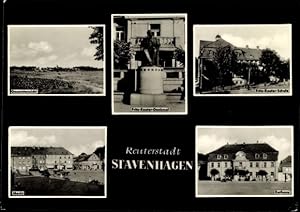 Seller image for Ansichtskarte / Postkarte Reuterstadt Stavenhagen, Markt, Fritz Reuter Schule, Rathaus, Denkmal for sale by akpool GmbH