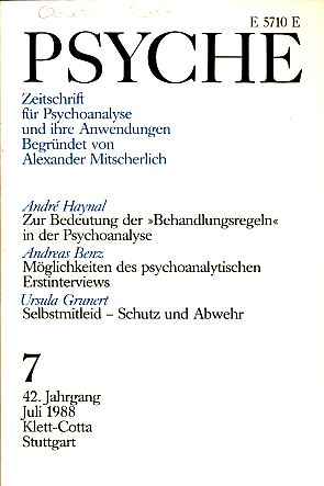 Seller image for Psyche 42. Jahrgang 1988, Heft 7. for sale by Fundus-Online GbR Borkert Schwarz Zerfa