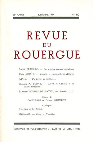 Revue du Rouergue - Tome XXVIII - N°112