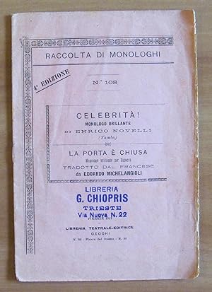 Immagine del venditore per Raccolta di Monologhi N.108 del 1911 - Enrico Novelli (YAMBO) Celebrit -TEATRO venduto da L'Angolo del Collezionista di B. Pileri