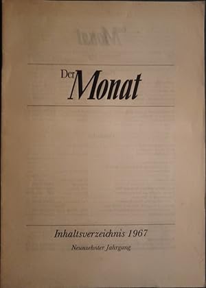 Der Monat. Eine internationale Zeitschrift für Politik und geistiges Leben. Inhaltsverzeichnis 19...