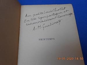 Seller image for PRINTEMPS (Envoi de l'auteure a Louis Chollet) for sale by Emmanuelle Morin