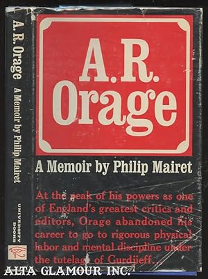 Seller image for A. R. ORAGE; A Memoir for sale by Alta-Glamour Inc.