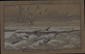 Immagine del venditore per Knstler Ansichtskarte / Postkarte London City England, Sea Gulls on the Thames, Charing X venduto da akpool GmbH
