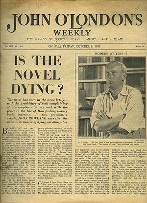 Seller image for John O'London's Weekly | Volume LXII. Issue Number 1526 | Friday, October 9, 1953 | H. E. Bates 'Is the Novel Dying?'; Michael Goodwin 'Hitler's Chemists'. for sale by Little Stour Books PBFA Member