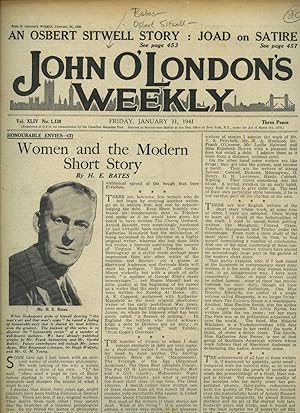 Seller image for John O'London's Weekly | Volume XLIV. Issue Number 1138 | Friday, January 31, 1941 | H. E. Bates 'Women and the Modern Short Story'; Osbert Sitwell - Complete Short Story 'Death of a God'; Olga Venn 'China is Not Mysterious'; C. E. M. Joad 'Will Satire Return To Us?' for sale by Little Stour Books PBFA Member