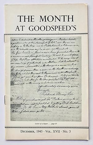 The Month at Goodspeed's, Volume XVII, Number 3, December 1945