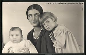 Cartolina La Principessa Jolanda e le figlie, Prinzessin von Italien mit Kindern