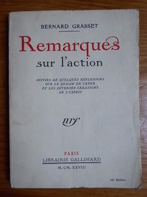 Bild des Verkufers fr Remarques sur l'action zum Verkauf von Librairie des Possibles