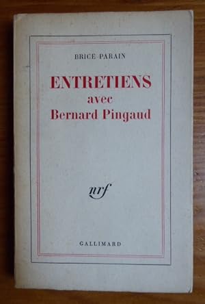 Image du vendeur pour Entretiens avec Bernard Pingaud mis en vente par Librairie des Possibles