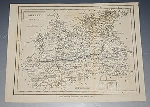 Bild des Verkufers fr ORIGINAL ENGRAVED ANTIQUE MAP OF SURREY zum Verkauf von PROCTOR / THE ANTIQUE MAP & BOOKSHOP