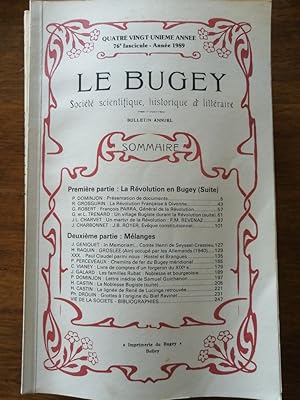 Le Bugey Société scientifique historique et littéraire 1989 - Plusieurs auteurs - 81e année 76e f...