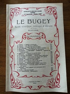 Le Bugey Société scientifique historique et littéraire 1987 - Plusieurs auteurs - 79e année 74e f...