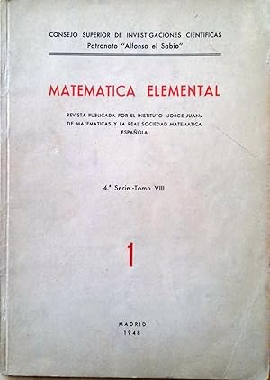 MATEMATICA ELEMENTAL. 4ª SERIE. TOMO VIII. Nº 1