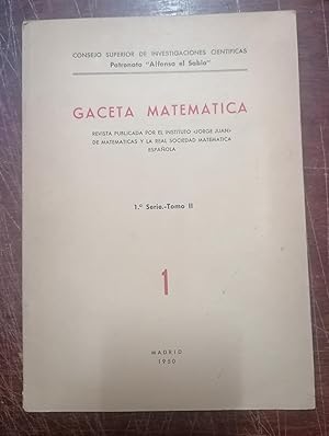 GACETA MATEMÁTICA. 1ª SERIE. TOMO II. Nº 1