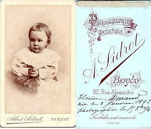 CDV Sidrot, Bernay, bébé, petite fille de 2 ans nommée Thérèse Durand, 1894