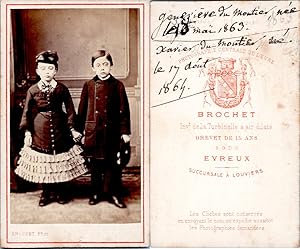 CDV Brochet, Evreux, Enfants Geneviève et Xavier du Montier, circa 1872