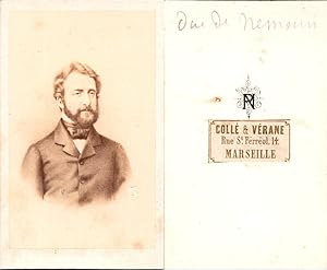 Image du vendeur pour CDV Louis d'Orléans, Duc de Nemours, père du Duc d'Alençon, circa 1860 mis en vente par photovintagefrance
