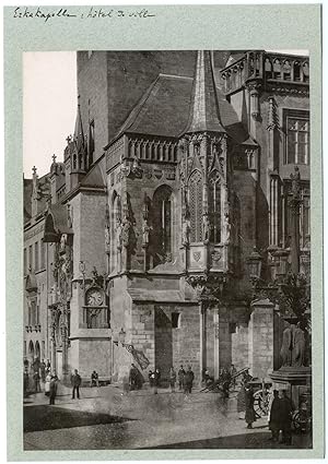 Tchécoslovaquie, Prague, hôtel de ville, vue sur le côté et le chapelle