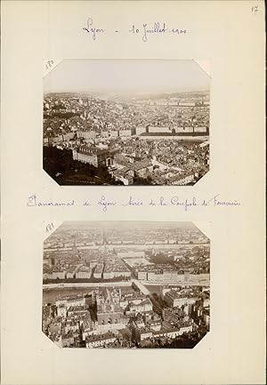 France, Lyon, panoramas de la ville tirés de la coupole de Fourvières