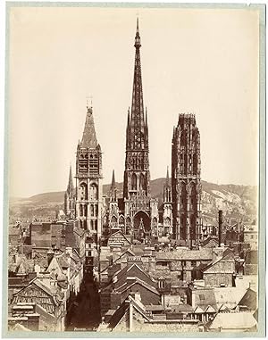 France, Rouen, cathédrale Notre-Dame, les tours et la flèche