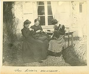 Dames tricoteuses, campagne française, vers 1900