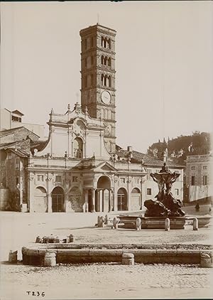 Italie, Rome, Église Santa Maria in Cosmedin (avant restauration) ca.1890 vintage citrate print