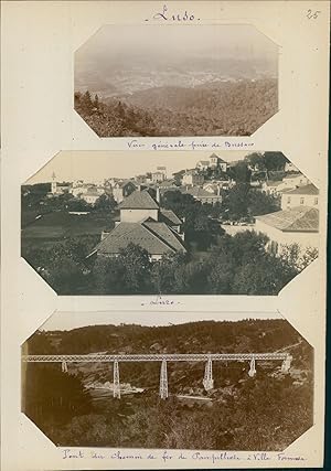 Portugal, Luso, vue générale prise de Buçaco, pont du chemin de fer